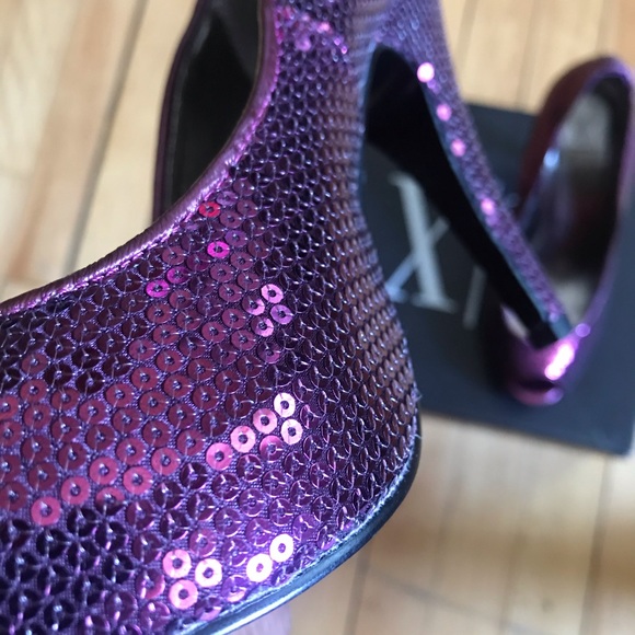 A/X Armani Exchange Glitter Heels Peep Toe Pump - Picture 6 of 8